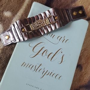 GUESS Gunmetal Silver Leather Bracelet